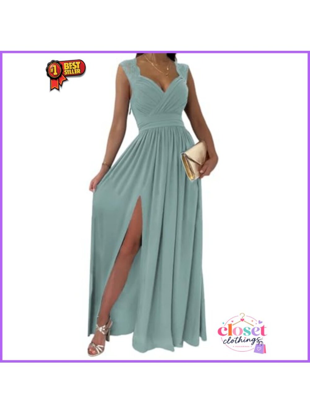 Wrap V-Neck Ruched Sleeveless Formal Maxi Dress Side Split Party Wedding Guest